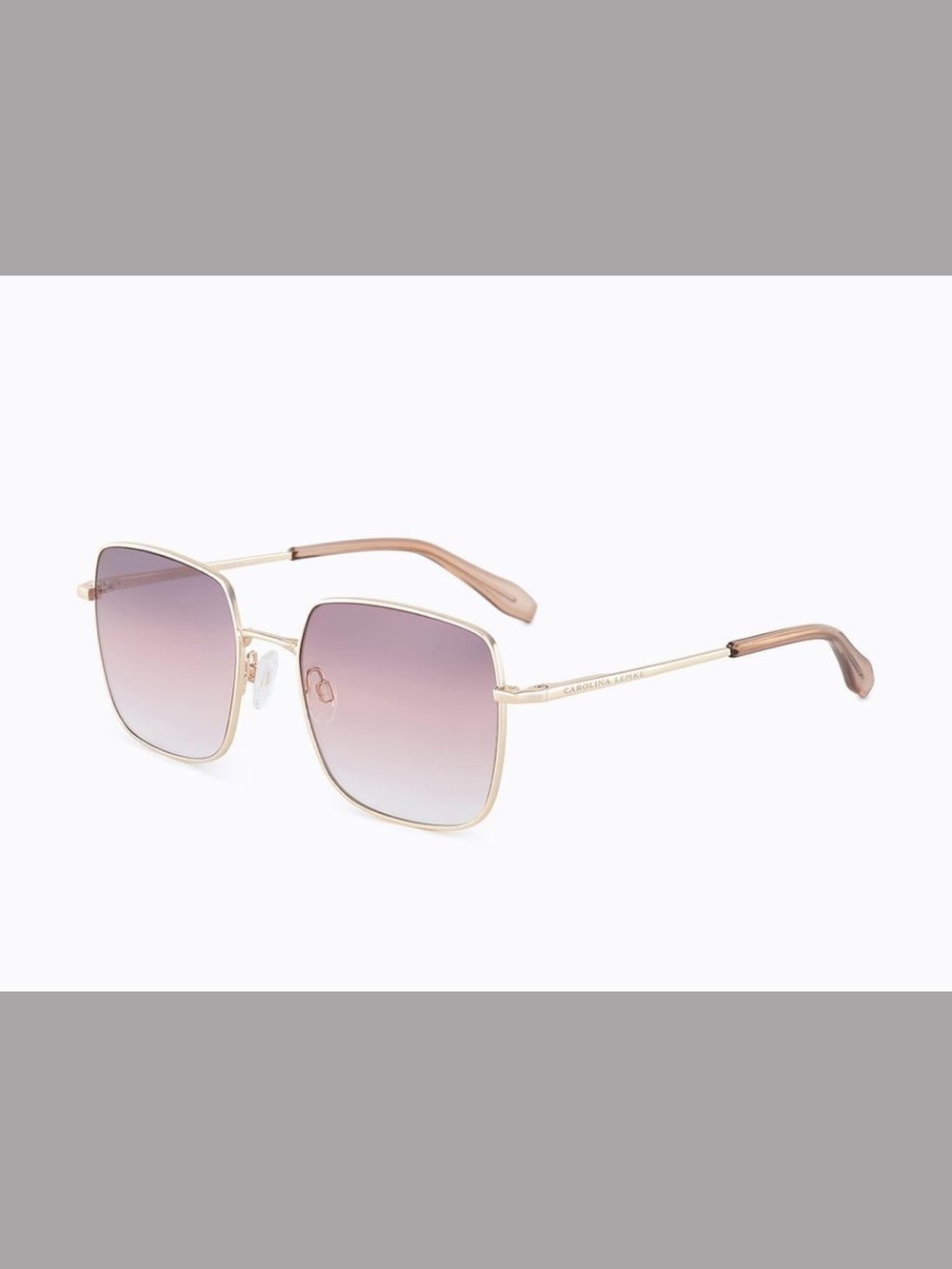 Gold Metal Square Sunglasses with Pink Gradient Lenses